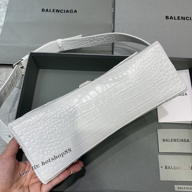 Balenciaga巴黎世家專櫃爆款大號鱷魚白Hourglass沙漏包 fyj1814